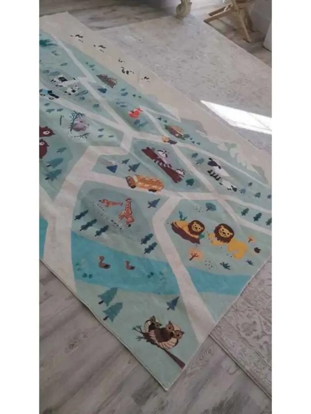 Kids Play Mat Zoo Animal Car Road Rug 5x8Ft Classroom Rug Playroom Carpet NEW